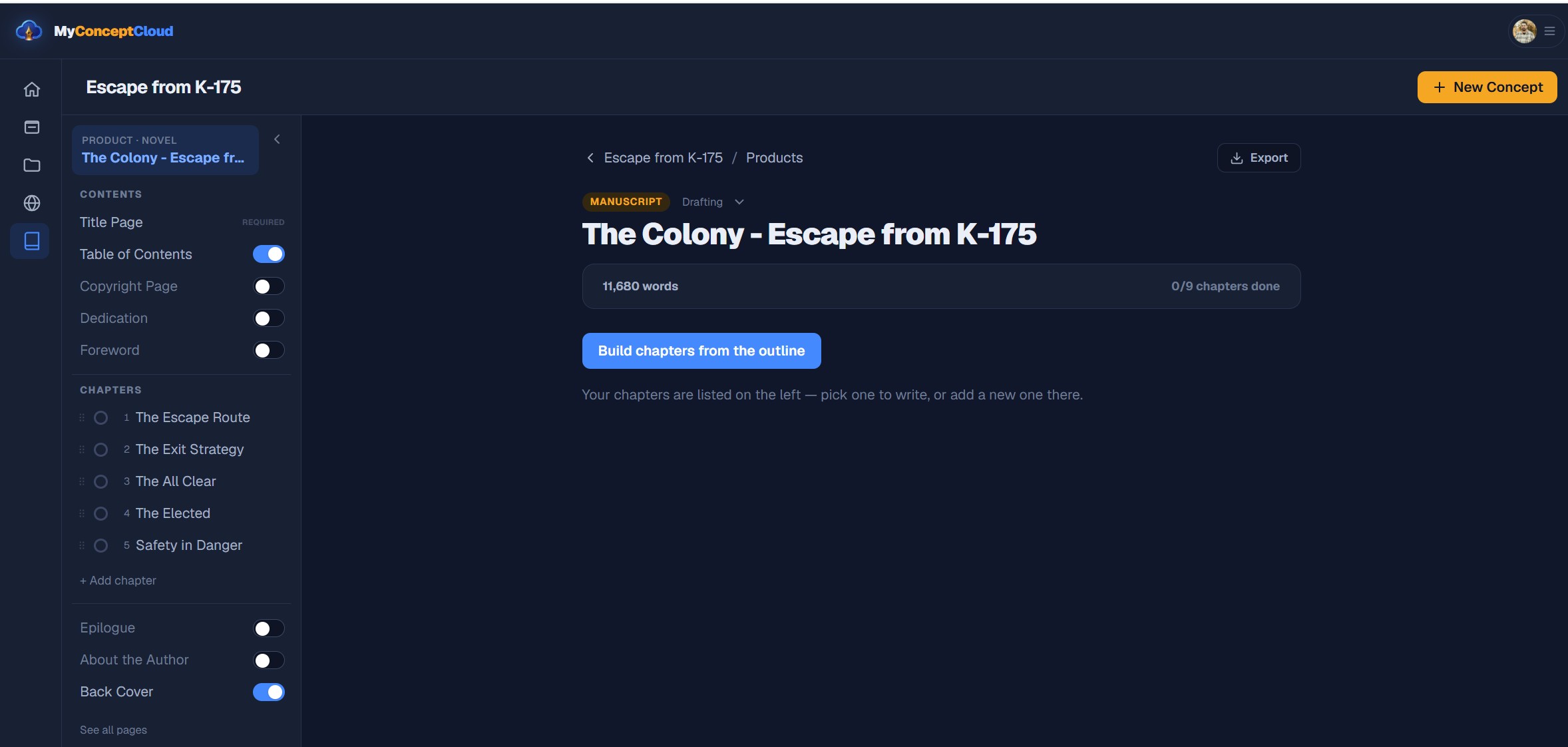 MyConcept Cloud: Building the Book Export